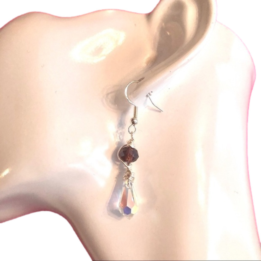 𝅺SWAROVSKI Sterling Silver Earrings Genuine Handcrafted - Picture 2 of 11
